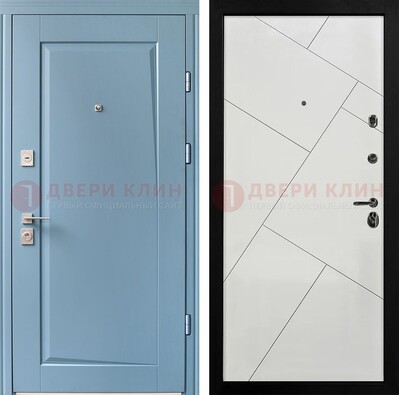 Синяя железная дверь с МДФ панелями ДМ-491 в Жуковском