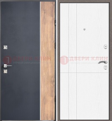 Стальная дверь с МДФ серая и белая в квартиру ДМ-507 в Севастополе