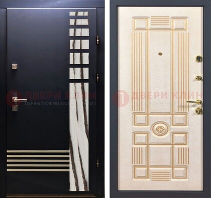 Черная железная дверь с МДФ панелями ДМ-510 в Жуковском