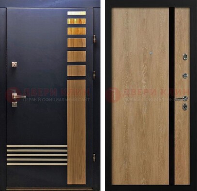 Черная металлическая дверь с МДФ хайтек ДМ-513 в Сергиевом Посаде