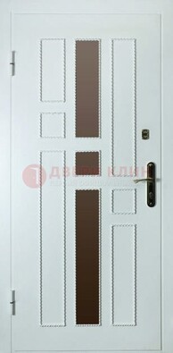 Белая стальная дверь с МДФ и декоративными вставками ДМ-62 в Жуковском