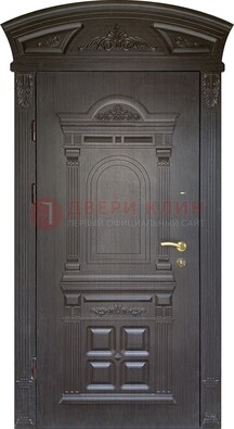Темная уличная дверь с массивом дуба с узором ДМД-58 в Жуковском