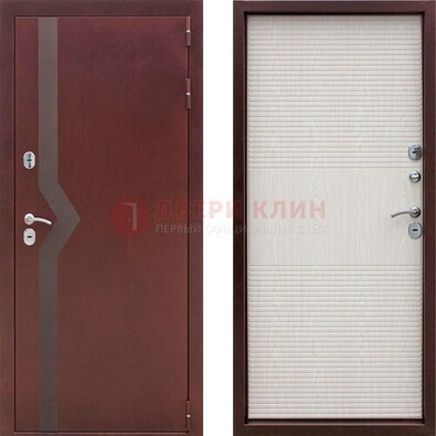 Бордовая металлическая дверь с порошковым напылением ДП-100 в Жуковском