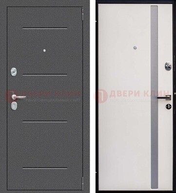 Железная дверь с порошковым напылением и белой МДФ ДП-212 в Дмитрове