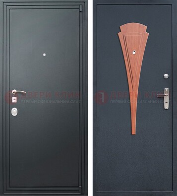 Черная железная дверь с порошковым покрытием и накладкой МДФ внутри ДП-245 в Жуковском
