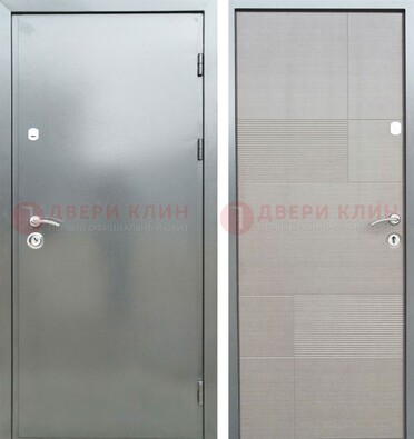 Металлическая серая дверь с порошковым покрытием и серым МДФ внутри ДП-250 в Жуковском
