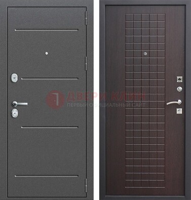 Металлическая дверь с порошковым покрытием и МДФ Махагон ДП-254 в Дмитрове