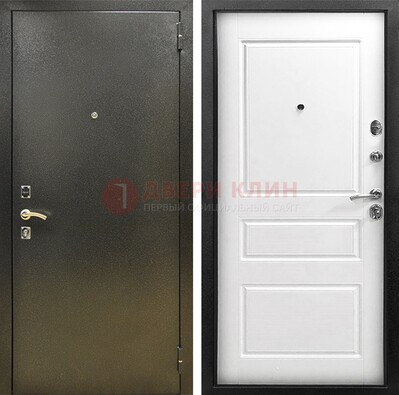 Входная дверь Темное серебро с порошковым напылением и белой МДФ ДП-272 в Жуковском