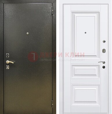 Железная темно-серая дверь с порошковым напылением и белой МДФ ДП-274 в Жуковском