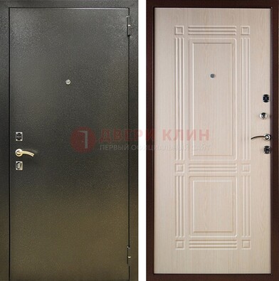 Стальная темно-серая дверь с порошковым напылением и МДФ Белый дуб ДП-277 в Жуковском