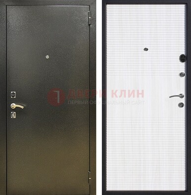 Стальная темно-серая дверь с порошковой отделкой и МДФ Белый ясень ДП-279 в Жуковском