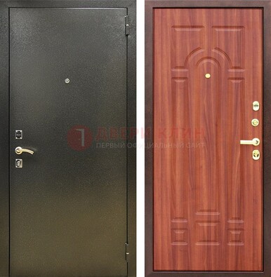 Входная темно-серая дверь с порошковой отделкой и МДФ Миланский орех ДП-281 в Жуковском