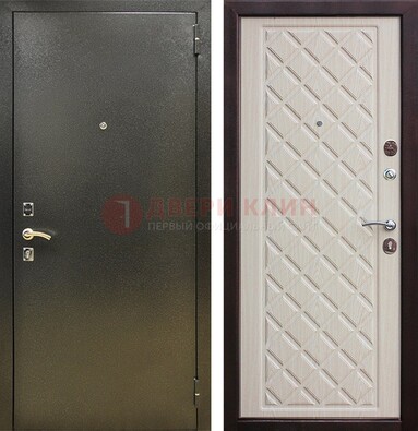 Темно-серая железная дверь с порошковым покрытием и филенчатой МДФ ДП-289 в Жуковском