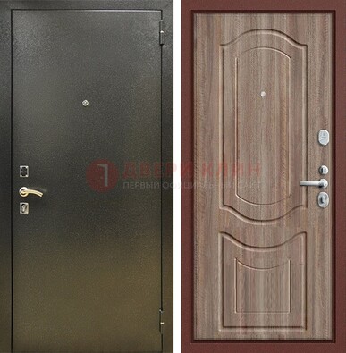 Темно-серая входная дверь с порошковым покрытием и коричневая МДФ ДП-290 в Жуковском