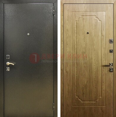 Темно-серая входная дверь с порошковым покрытием и МДФ Золотой дуб ДП-291 в Жуковском