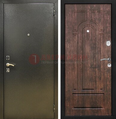 Темно-серая металлическая дверь с порошковым покрытием и МДФ коричневая ДП-292 в Жуковском