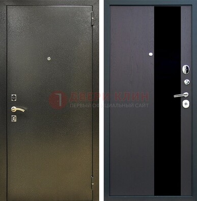 Входная темная дверь с порошковым покрытием и МДФ со стеклом ДП-294 в Смоленске