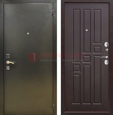 Входная темно-серая дверь с порошковым напылением и коричневой МДФ ДП-301 в Жуковском