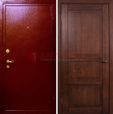 Красная железная дверь с порошковым окрасом ДП-58 в Жуковском