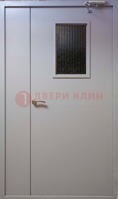 Белая железная подъездная дверь ДПД-4 в Жуковском