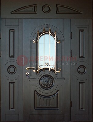 Парадная железная дверь Винорит со стеклом и ковкой ДПР-103 в Наро-Фоминске