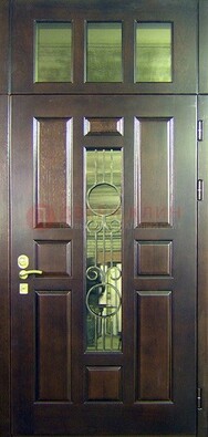 Парадная дверь со стеклянными вставками и ковкой ДПР-1 в офисное здание в Жуковском
