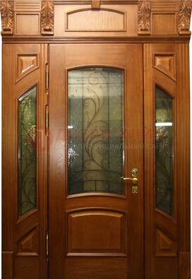 Парадная дверь со стеклянными вставками и ковкой ДПР-36 для дома в Жуковском