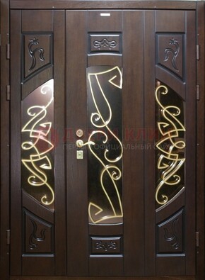 Парадная дверь со стеклом и ковкой ДПР-1 в каркасный дом в Краснодаре