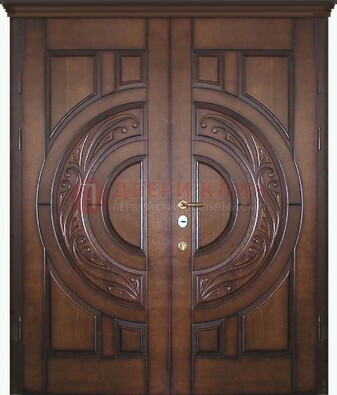 Утепленная коричневая стальная парадная дверь ДПР-51 в Жуковском