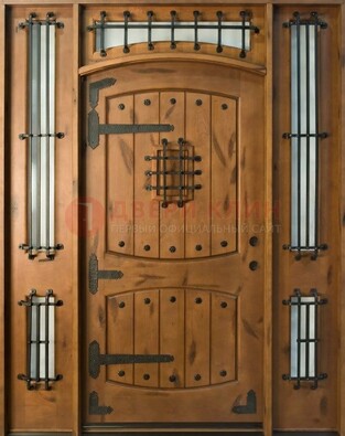 Парадная дверь с коваными элементами ДПР-68 в коттедж в Жуковском