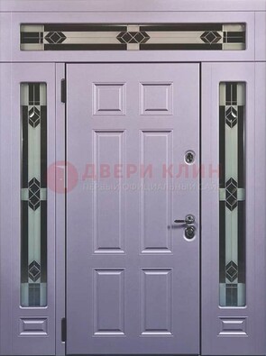 Филенчатая железная парадная дверь с фрамугами ДПР-82 в Жуковском