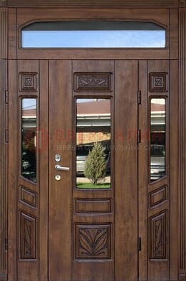 Парадная стальная дверь Винорит со стеклом и резьбой ДПР-97 в Наро-Фоминске