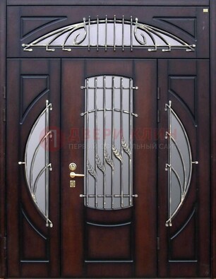 Парадная дверь со стеклянными вставками и ковкой ДПР-9 для улицы в Жуковском