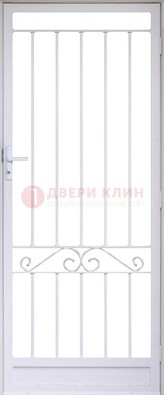 Белая стальная решетчатая дверь с волютами ДР-30 в Жуковском