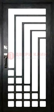 Черная стальная решетчатая дверь в современном стиле ДР-43 в Жуковском