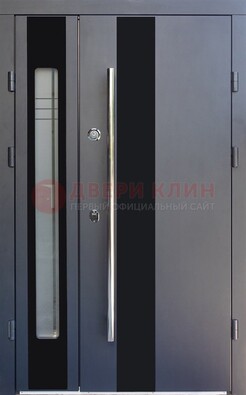 Серая стальная дверь со стеклом ДС-11 в Жуковском