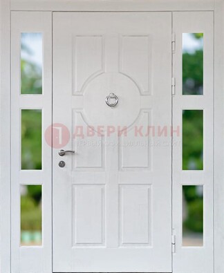 Белая стальная дверь со стеклом и фрамугами ДС-20 в Жуковском