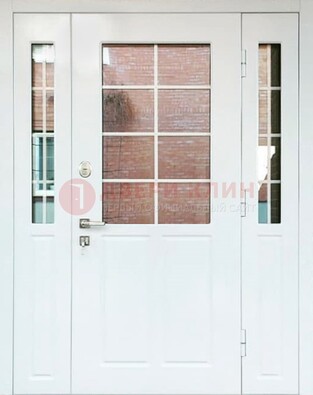 Белая стальная дверь со стеклом и фрамугами ДС-27 в Жуковском
