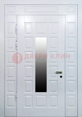 Белая входная дверь с МДФ панелью и стеклом ДС-56 в Жуковском