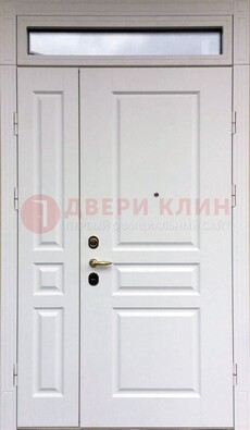 Белая двухстворчатая металлическая дверь со стеклом ДС-63 в Жуковском