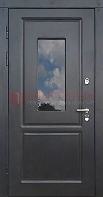 Чёрная металлическая дверь со стеклом ДС-77 в Жуковском