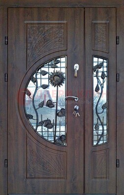 Входная дверь стекло с ковкой и резьбой ДСК-202 в Липецке