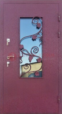 Железная дверь Порошок со стеклом и ковкой лозы ДСК-220 в Жуковском