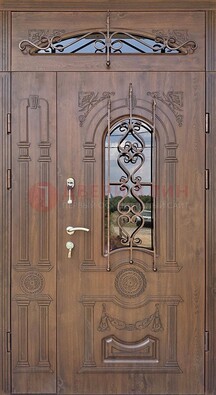 Распашная стальная дверь Винорит со стеклом и ковкой ДСК-232 в Жуковском