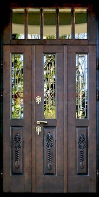 Стальная дверь Винорит со стеклом и ковкой с фрамугой ДСК-233 в Жуковском