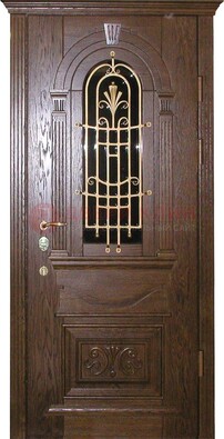 Железная дверь со стеклом и ковкой в классическом стиле ДСК-23 в Дмитрове