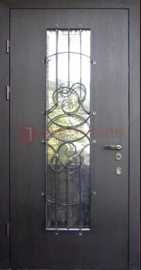 Остекленная стальная дверь с ковкой ДСК-26 в Дмитрове