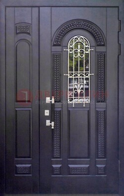Входная дверь Винорит со стеклом и ковкой с узором ДСК-270 в Жуковском