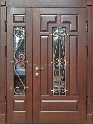 Стальная распашная дверь Винорит стекло и ковка ДСК-274 в Жуковском