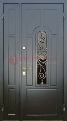 Металлическая дверь Винорит со стеклом в темном цвете ДСК-276 в Жуковском